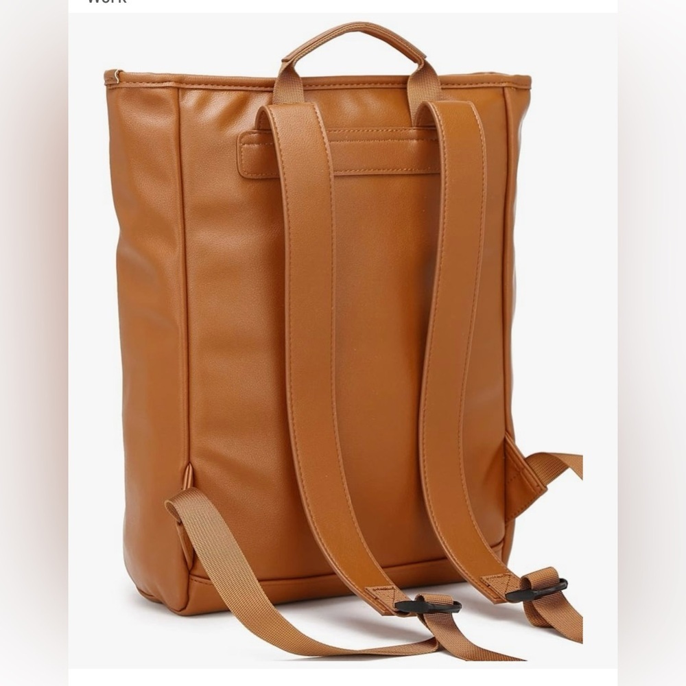 Kah&Kee Leather Laptop Backpack Diaper Bag Brown Travel Doctor Teacher Computer - Picture 3 of 12